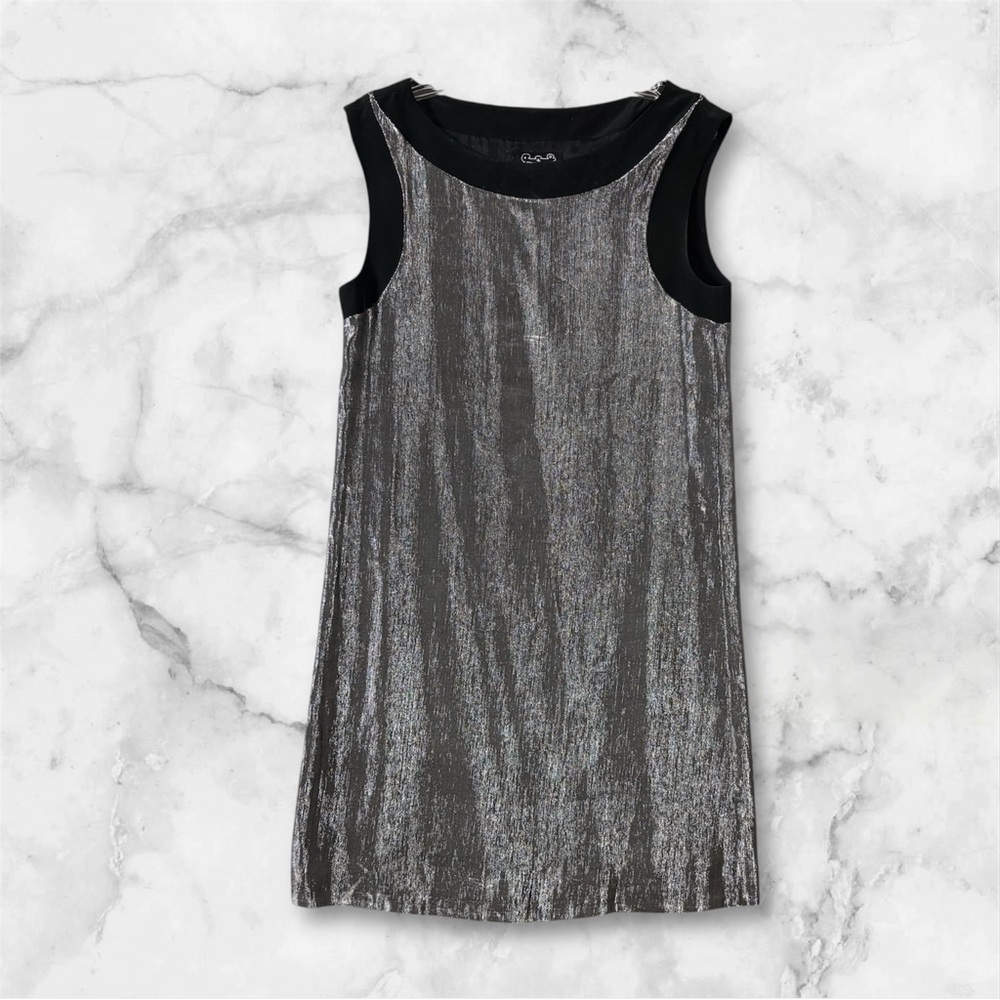 Cynthia Rowley Silver Lame’ and Black Cocktail Dress